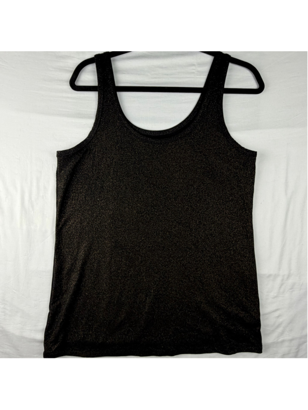 Torrid Super Soft Ribbed Shimmer Tank Top 1 1X Black Gold Metallic Camisole Glam